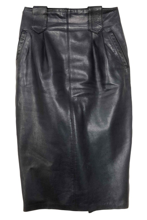 Blue leather skirt