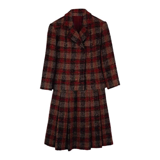 Checked skirt suit