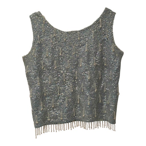 Beaded and sequined wool top
