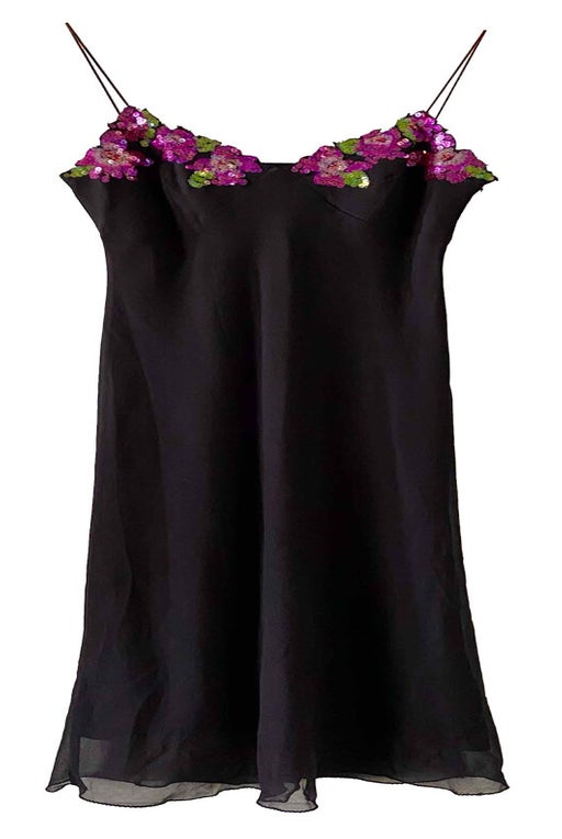 Embroidered floral slip dress