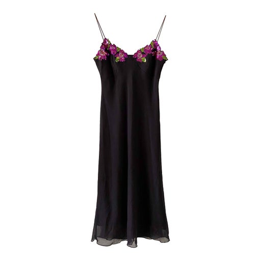 Embroidered floral slip dress