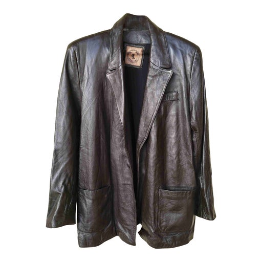 Long leather blazer