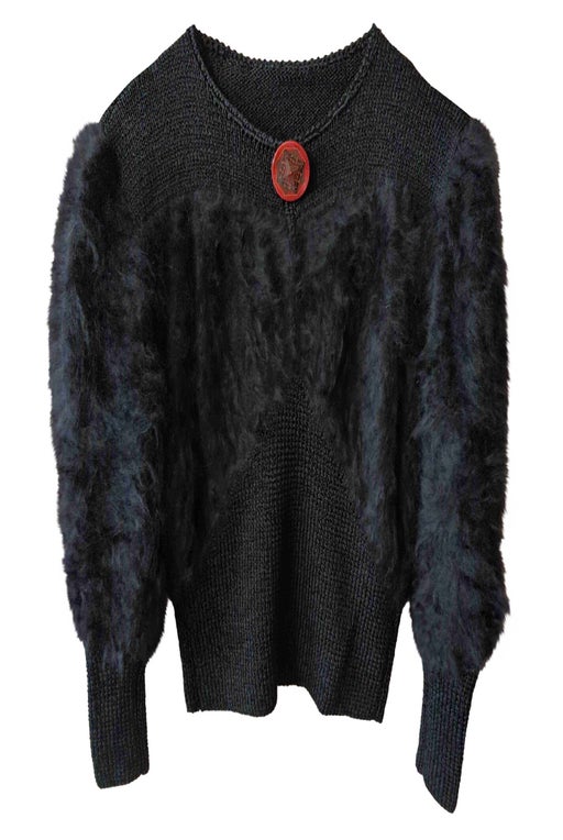 Black angora wool sweater