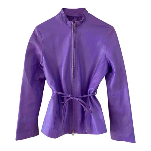 Purple leather safari jacket