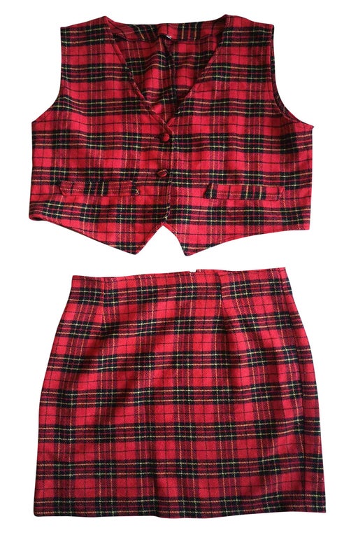 Tartan skirt and vest set
