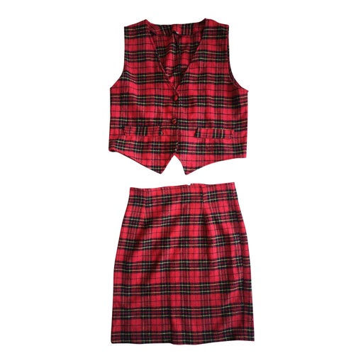Tartan skirt and vest set