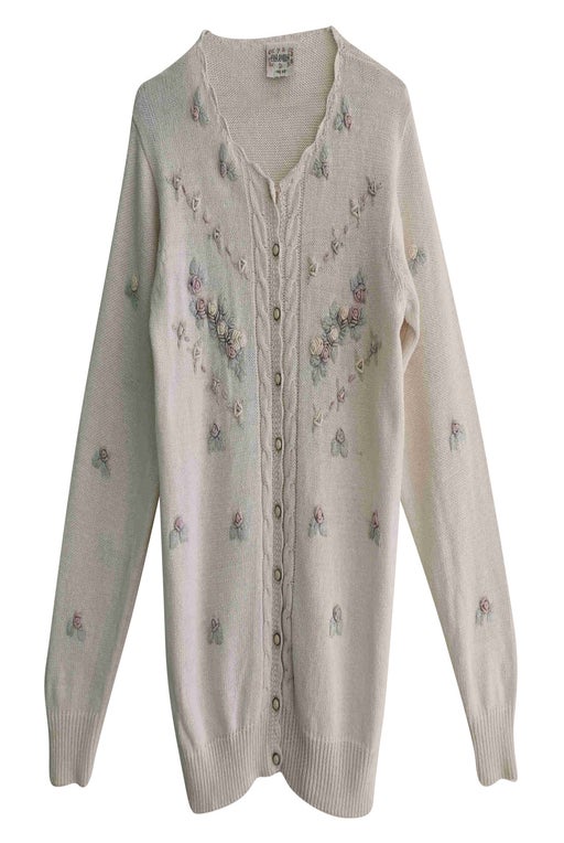 Flower embroidered cardigan