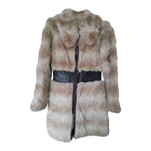 Faux fur and leather coat