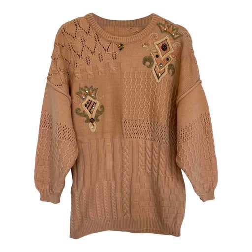 Long embroidered sweater