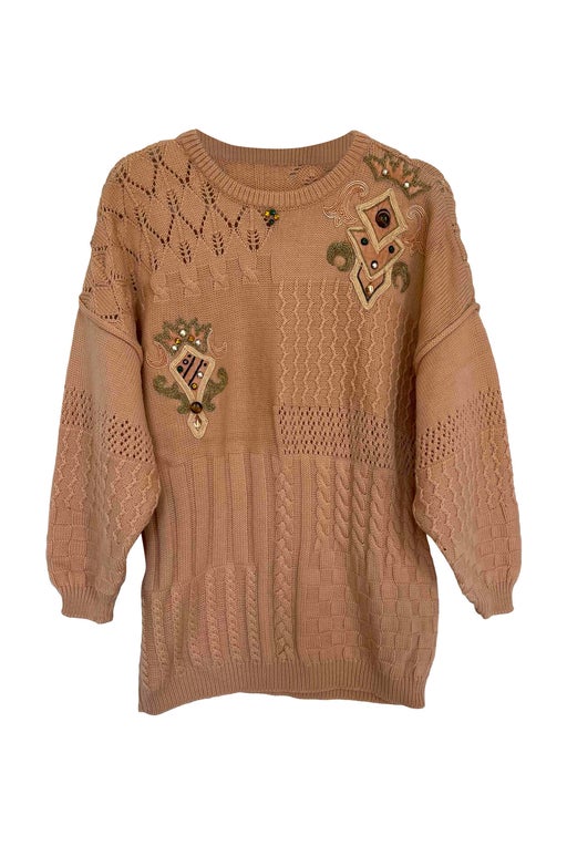 Long embroidered sweater