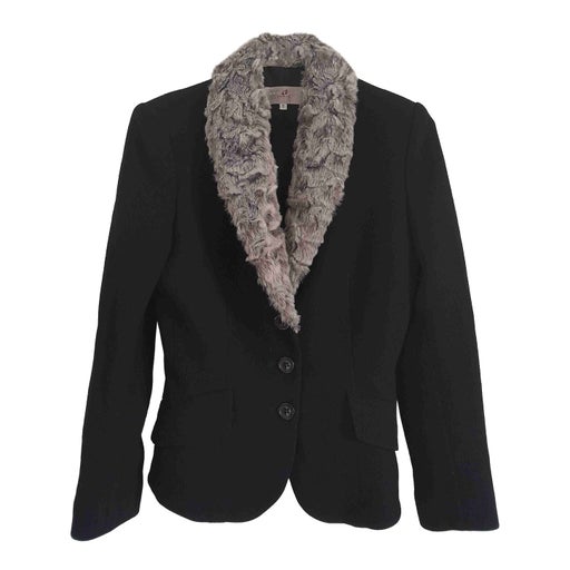 Faux fur collar blazer