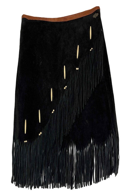 Fringed suede skirt