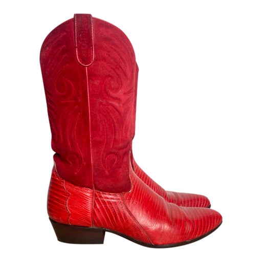 Leather and suede cowboy boots