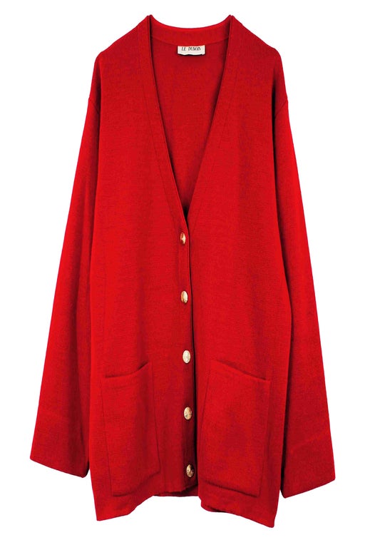 Red cardigan