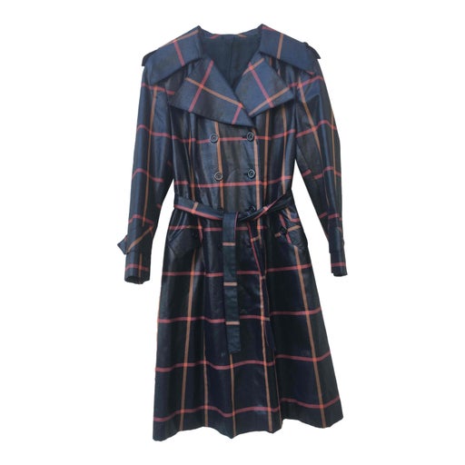 Checked trench coat