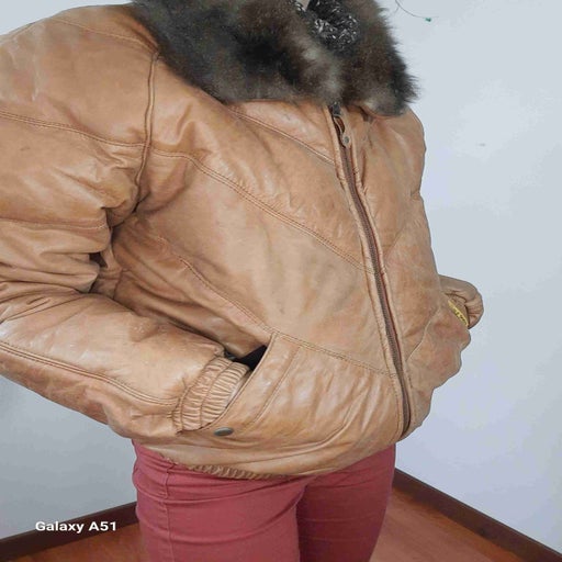 Leather down jacket