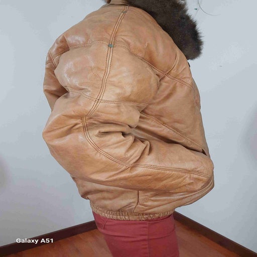 Leather down jacket