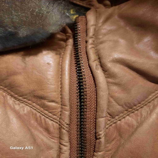 Leather down jacket