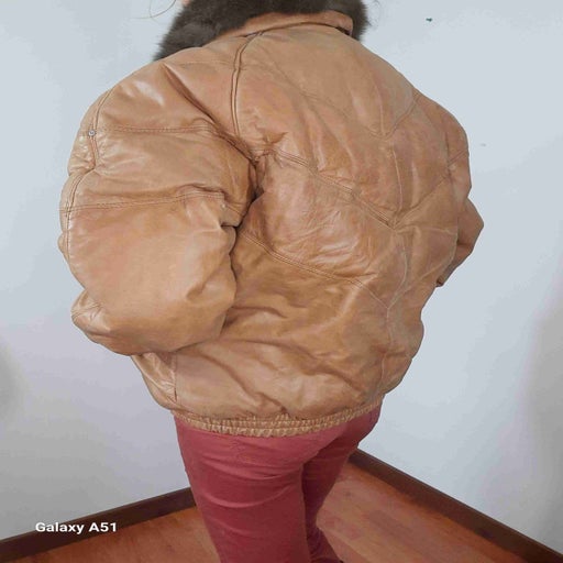 Leather down jacket
