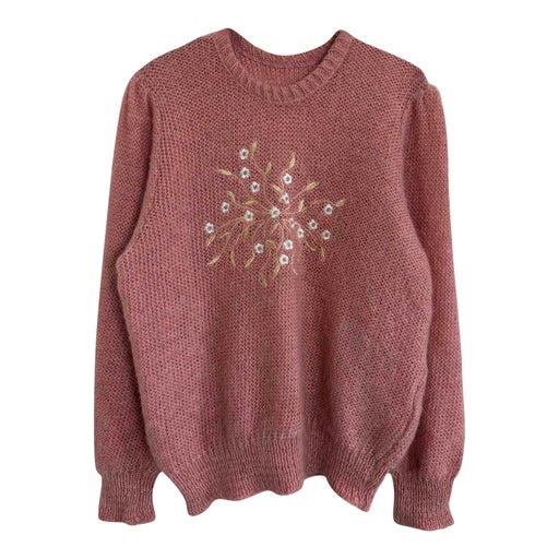 Embroidered mohair wool sweater