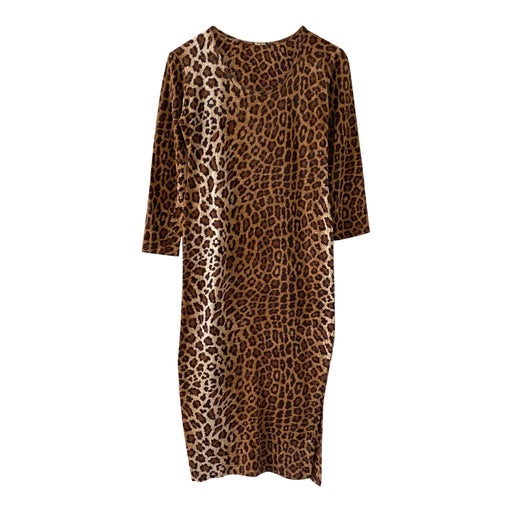 Leopard dress in angora wool
