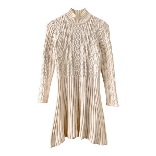 Cable-knit wool dress