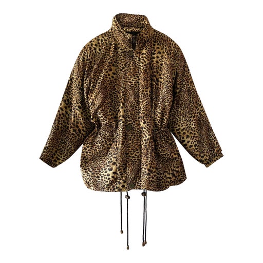 Leopard silk down jacket