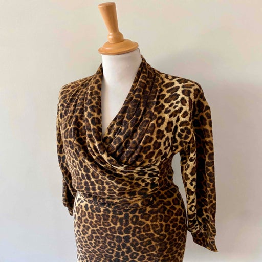 Leopard dress in angora wool