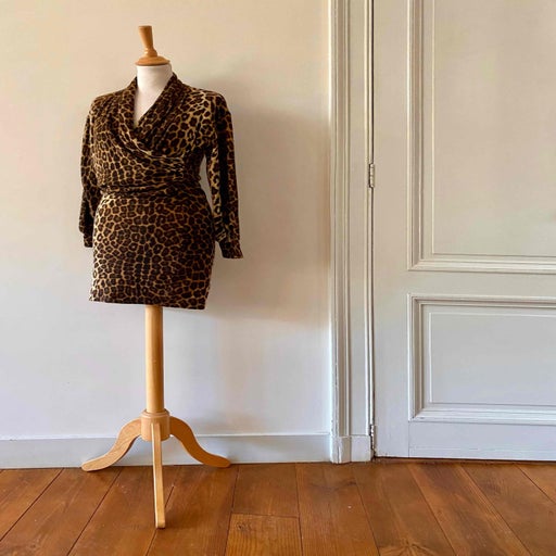 Leopard dress in angora wool
