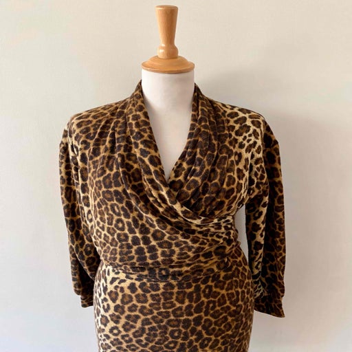 Leopard dress in angora wool
