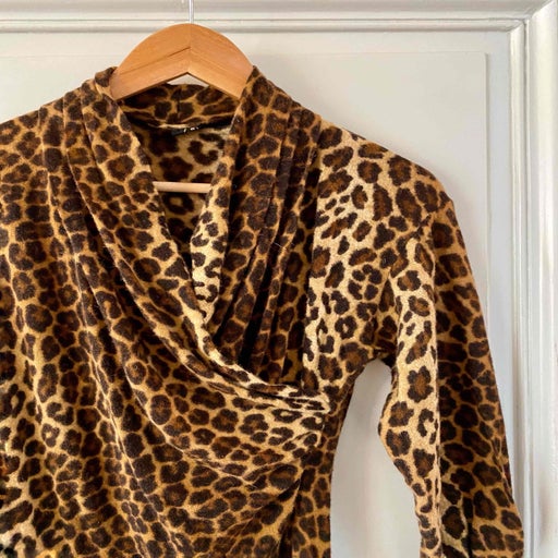 Leopard dress in angora wool