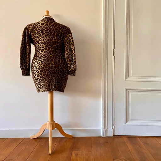 Leopard dress in angora wool