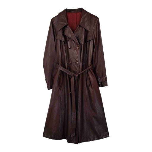 Leather trench coat