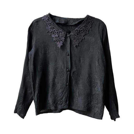 CHANEL T 42 blouse in off-white lace and its cotton caraco