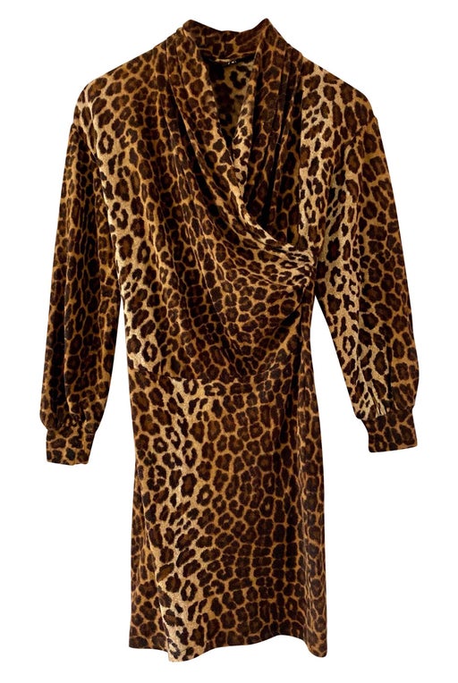 Robe léopard en laine angora