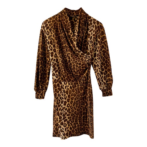 Leopard dress in angora wool