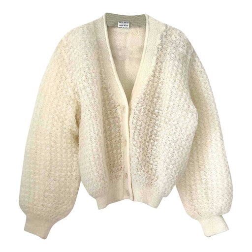 Cardigan en maille de laine ecru