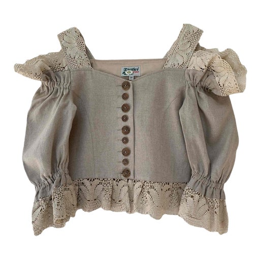 Linen and crochet blouse