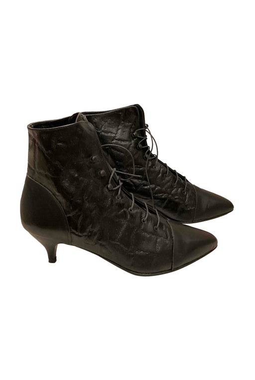 Lace-up leather ankle boots