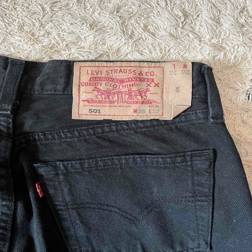 Levi's 501 W28L32 jeans, black, 100% cotton, hem