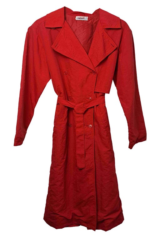 Red water-repellent trench coat