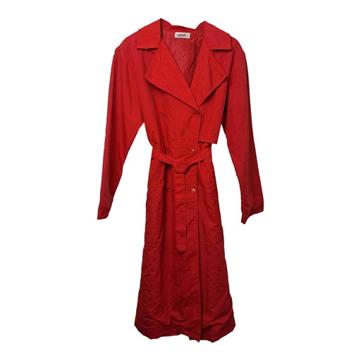 Red water-repellent trench coat