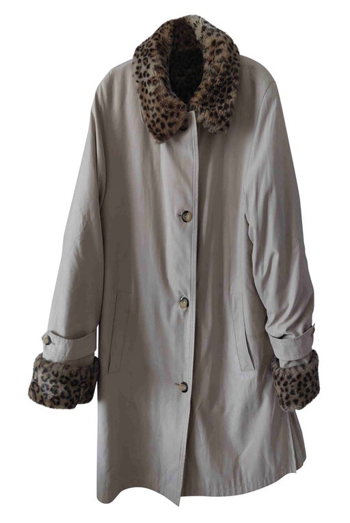 Leopard faux fur trench coat