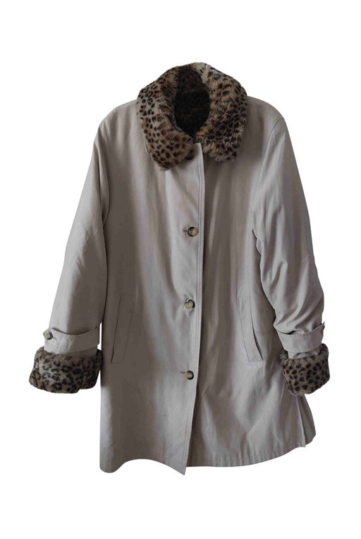 Leopard faux fur trench coat