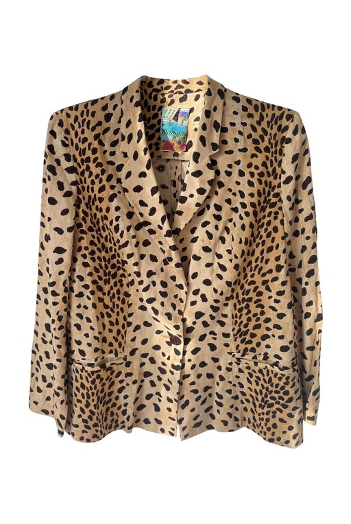 Leopard silk blazer