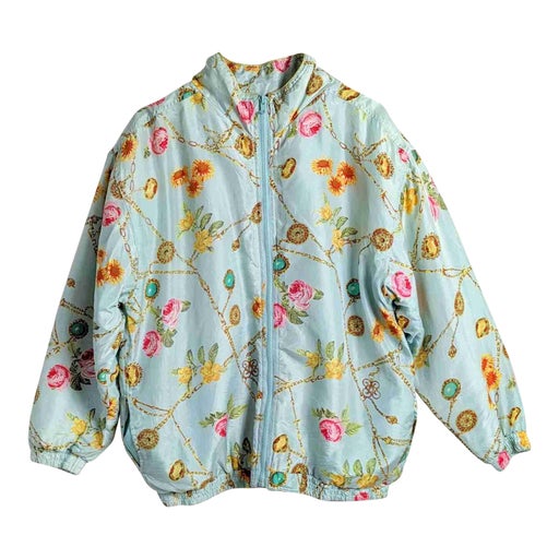 Floral silk down jacket