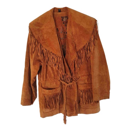 Manteau en daim à franges 