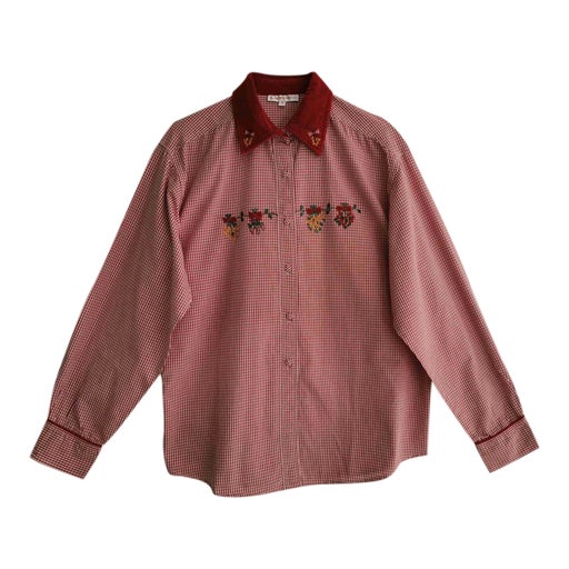Embroidered gingham shirt
