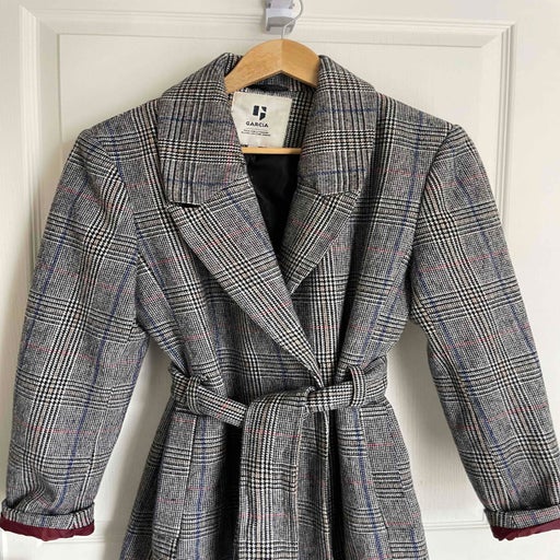 Checked trench coat