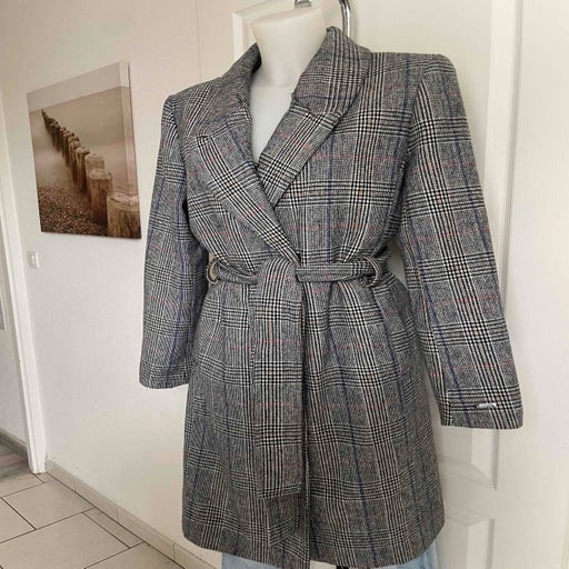 Checked trench coat